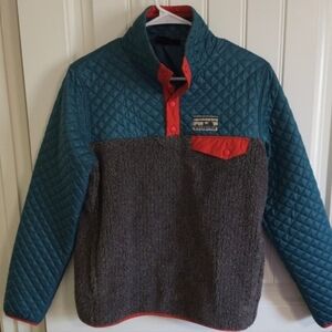 Patagonia Mixed Media Snap-T Sherpa Pullover Quilted Small Crater Blue